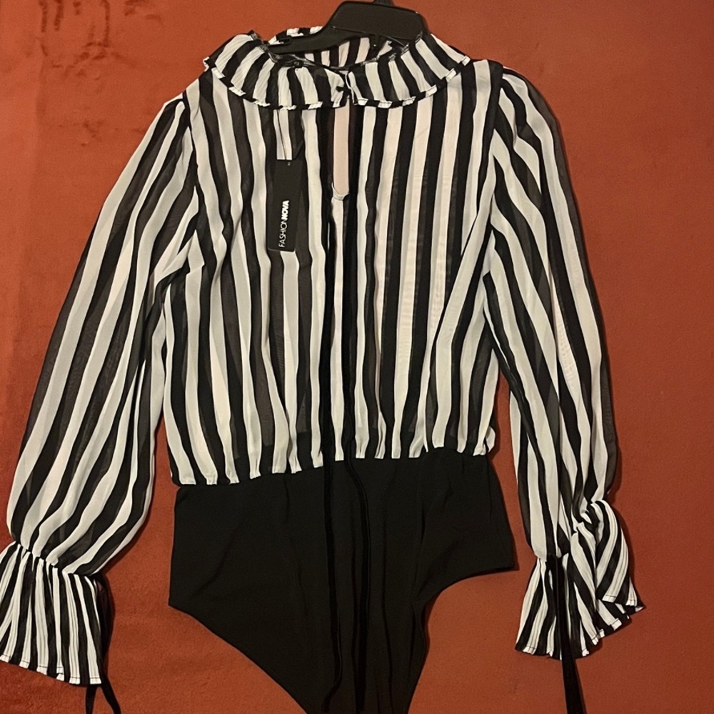 Black and White Striped Bodysuit